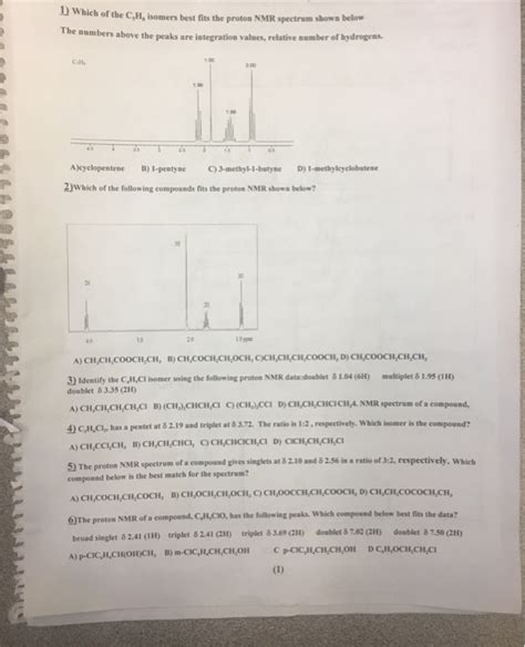 Solved Which Of The C H Isomers Best Fits The Proton Nmr Chegg