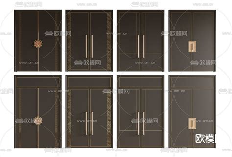 新中式入户大门 双开门 大门3d模型下载id130215953dmax免费模型 欧模网