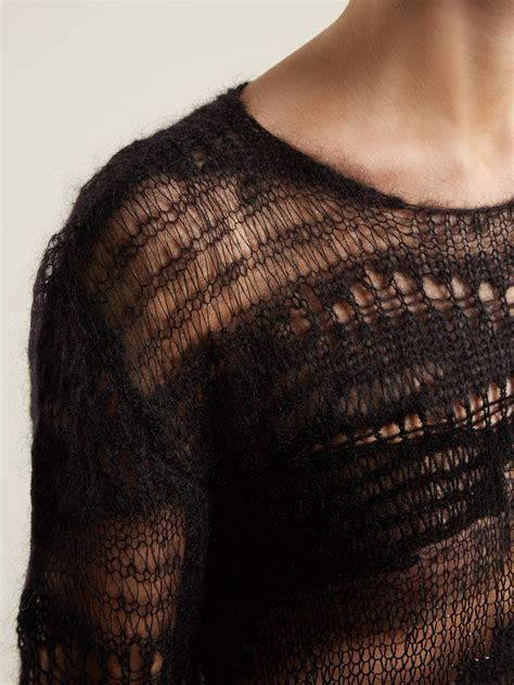 Click Here To Buy Saint Laurent Laddered Mohair Blend Sweater At