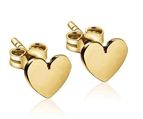 14k Gold Heart Stud Earrings For Women Handmade Products