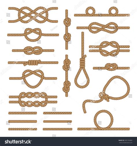 Set Brown Ropes Intertwined Different Nodes Stock Vector 305196983 Shutterstock