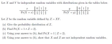 Solved Let X And Y Be Independent Random Variables With