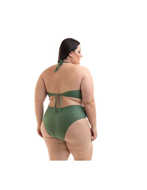 Plus Size Bikini Balkonetka Z Wysokim Stanem W Kolorze Khaki Bikini Betyna Agave Marka Acquarosa