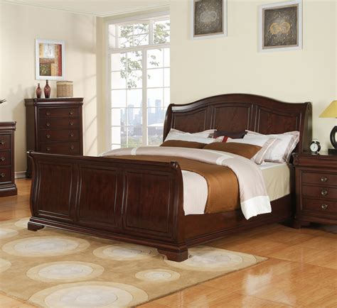 Cameron Sleigh Bed (Dark Cherry Finish) - [CM750QSB] : Decor South