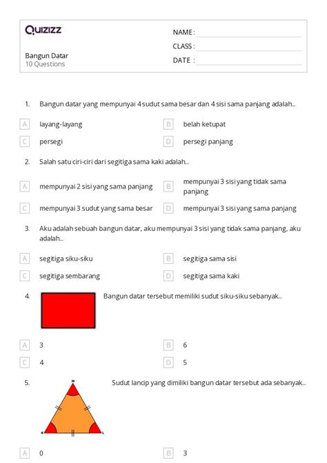 50 Lembar Kerja Bentuk Datar Untuk Kelas 3 Di Quizizz Gratis And Dapat Dicetak