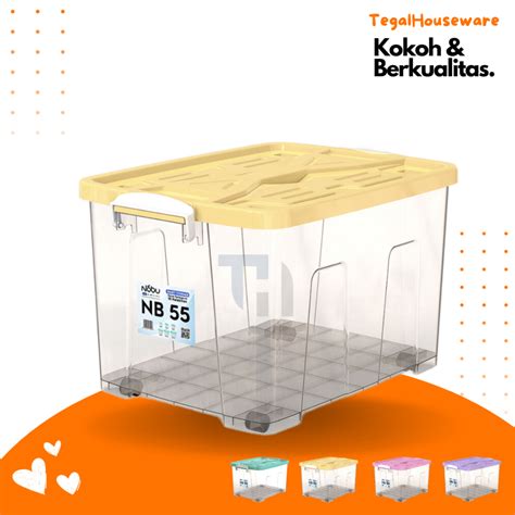 Jual BOX CONTAINER BENING 55 LITER RODA Kontainer Box CLEAR Plastik