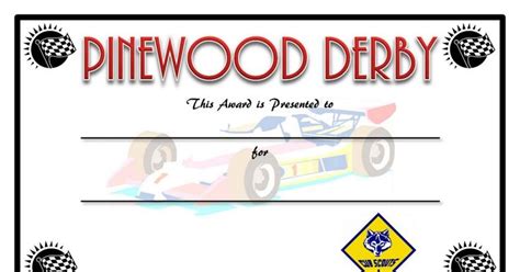 Pinewood Derby Certificate Template 1 Templates Example Templates