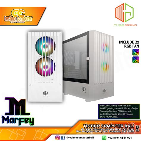 CASING CUBE GAMING MARFEY White Mid Tower MATX Case Tempered Glass