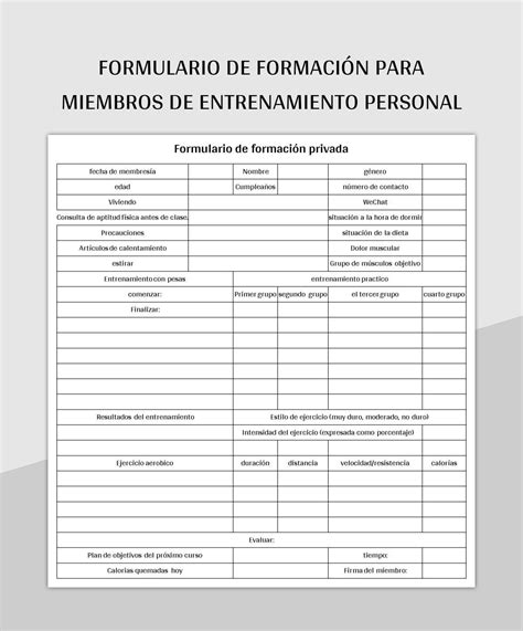 Plantilla De Excel Formulario De Formaci N Para Miembros De