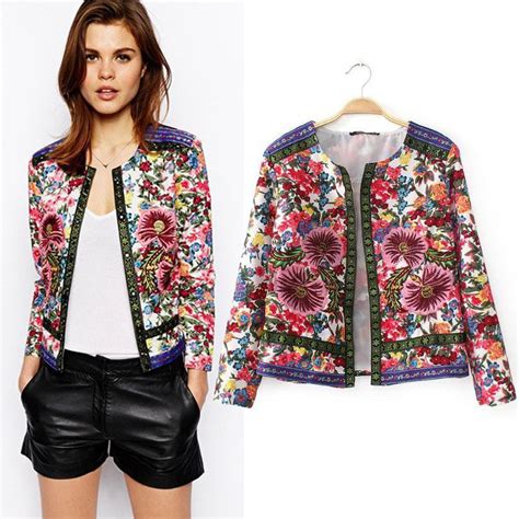 Summer 2014 New European And American Womens Jackets Wholesale Flower Embroidery Jacquard Knit