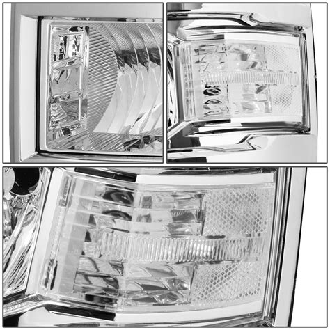 Fit 2014 2015 Chevy Silverado Pair Chrome Housing Clear Side Headlight Lamp Set Ebay