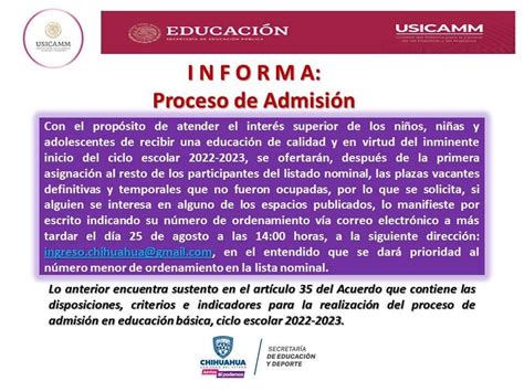 Información Proceso De Admisión Usicamm