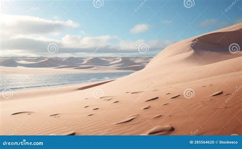 Unreal Engine 5 Sand Dunes Near Sahara Desert Ocean View Stock