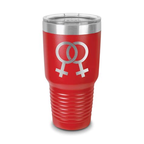 Gay Pride Lesbian Symbol Tumbler Oz Laser Engraved W Clear Lid Stainless Steel Vacuum