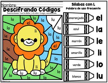 S Labas Con L Letra L Color By Code La Le Li Lo Lu Tpt