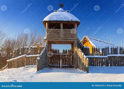 Snowy Winter at the Medieval Village in Pruszcz Gdanski Stock Photo - Image of snowy, poland ...