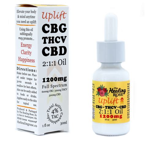 Uplift Oil Cbg Thcv Cbd Oil Mg Tincture Healing Rose