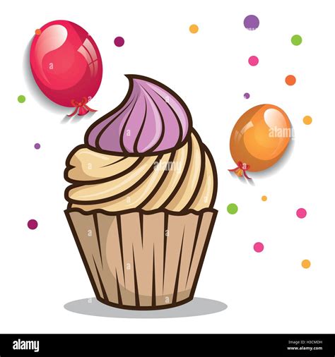 Birthday Cupcake Dessert Stock Vector Image And Art Alamy