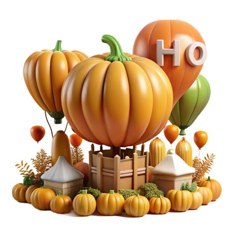 Beautiful Minimalist Autumn Harvest Hot Air Balloon Pumpkin Patch