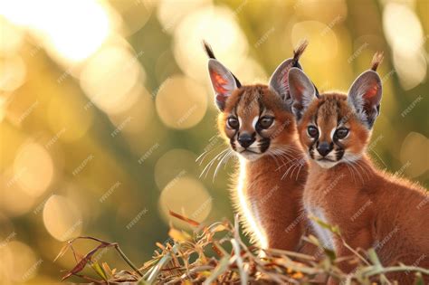 Premium Photo Curious Caracal Cubs