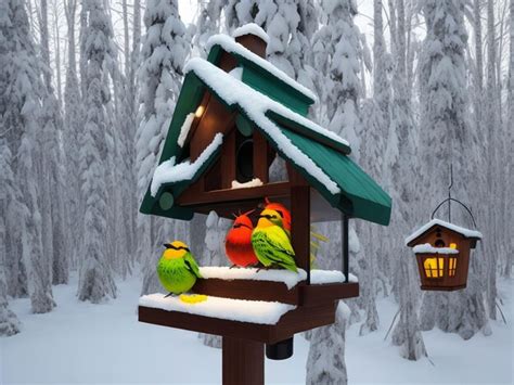 Premium AI Image | bright bird feeder in winter