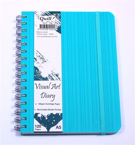 Quill A5 Visual Art Diary Premium With Pocket 120 Page Aqua Ebay