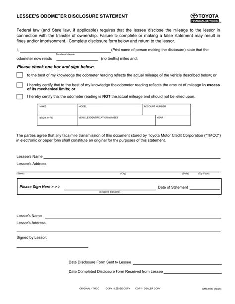 Odometer Statement ≡ Fill Out Printable Pdf Forms Online