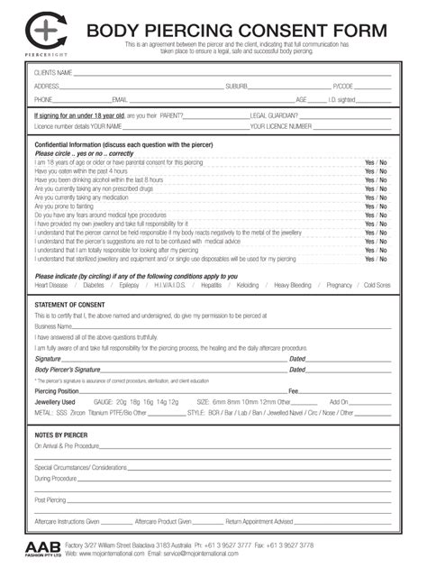 Piercing Consent Form Fill Out Sign Online Dochub