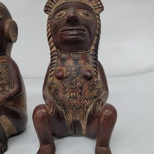 Vintage Folk Art Pair Statue Nude Man Women Primitive Style Clay Pottery Art Sculptures Etsy