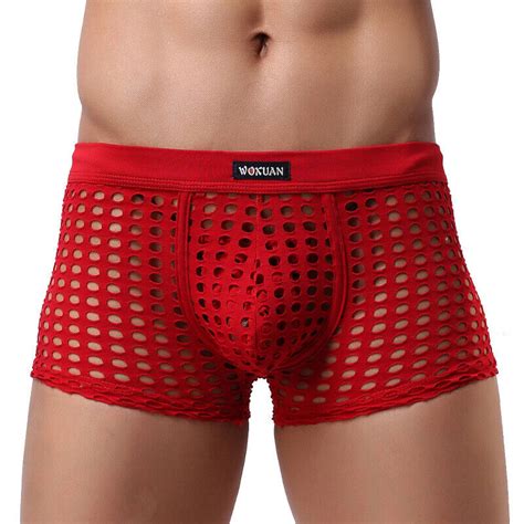 Men Sexy Mesh Underwear Boxer Briefs Shorts Underpants Breathable