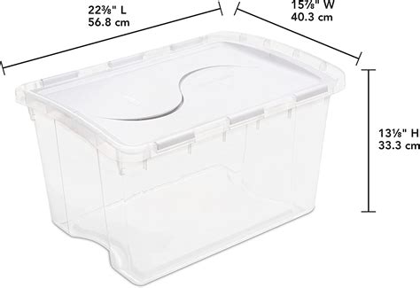 Sterilite 48 Quart Plastic Containers Clear Hinged Lid Storage Box 6 Pack