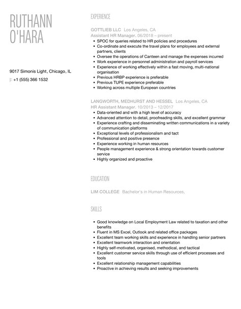 Hr Assistant Manager Resume Samples Velvet Jobs