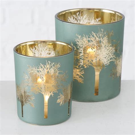 Amazon De Er Set Teelicht Gl Ser Winter Wald Winter Linde Windlichter