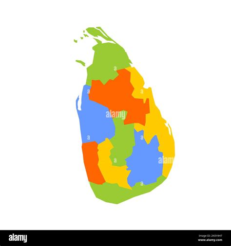 Sri Lanka Mapa Político De Las Divisiones Administrativas Provincias