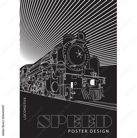 vintage train isolated on white of drawing for poster Stock Vector ...