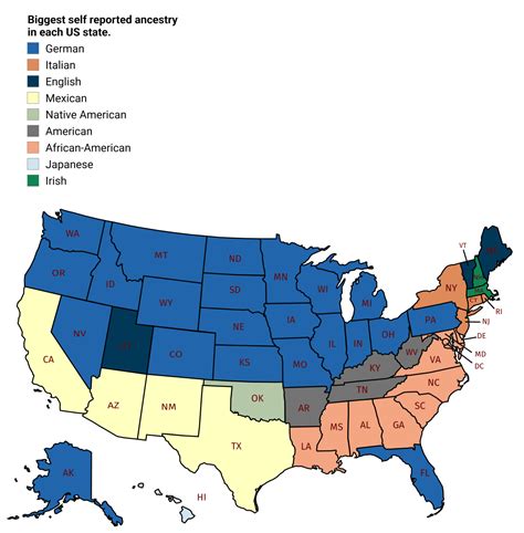 Biggest Self Reported Ancestry In Each Us State Maps On The Web