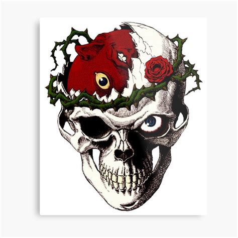 Skull With Crown Of Thorns Metal Print By Lucdom96 Redbubble