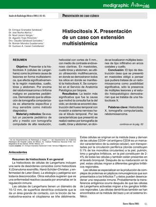 Histiocitosis X Presentación de un caso con extensión multisistémica PDF