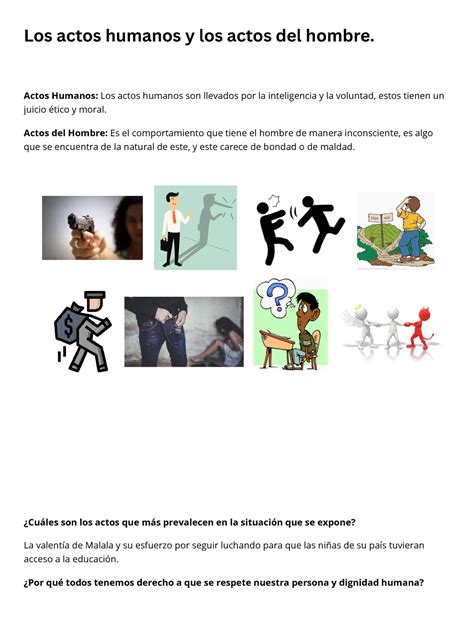 Actividad 06 Los Actos Humanos Y Los Actos Del Hombre Actos Humanos