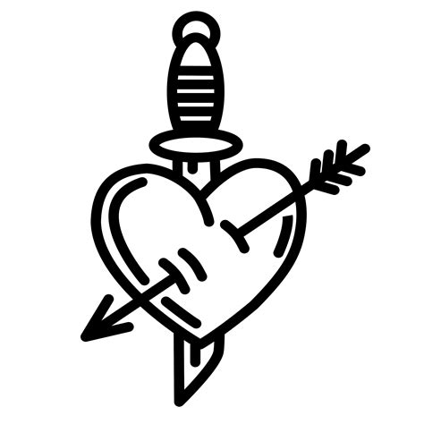 Old School Heart Dagger SVG - Etsy