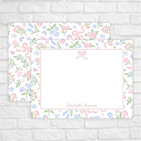 Ditsy Floral And Bow Stationery Set For Women And Girls Personalized