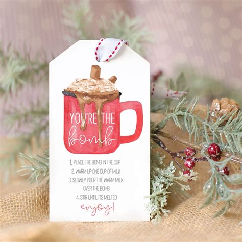 Personalized Printable Hot Cocoa Gift Tags Template Editable