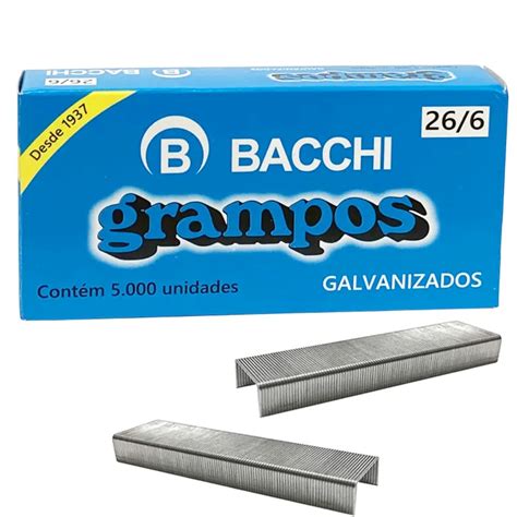 Grampo Grampeador 26 6 Galvanizado C 5000 Unidades Bacchi Lupel