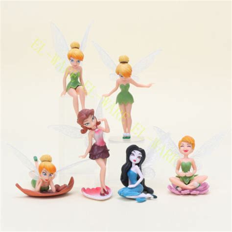 6pcs Disney Tinker Bell Fairies Princess Figures Girls Dolls Toy Cake