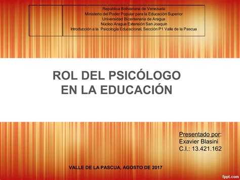 Rol Del Psic Logo En La Educaci N Ppt