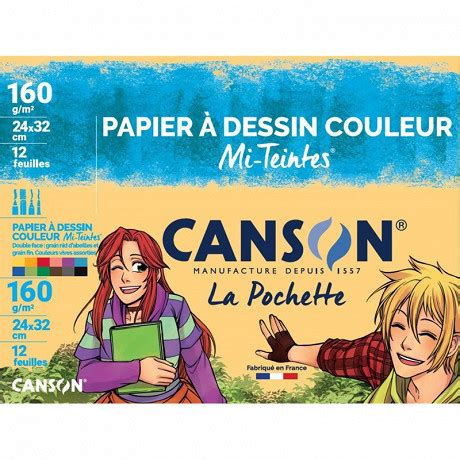 Canson Pochette Feuilles Mi Teintes X Cm Couleurs Vives Grammes