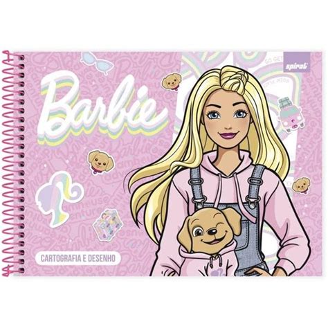 Caderno Cartografia E Desenho Capa Dura 80 Folhas Barbie Spiral