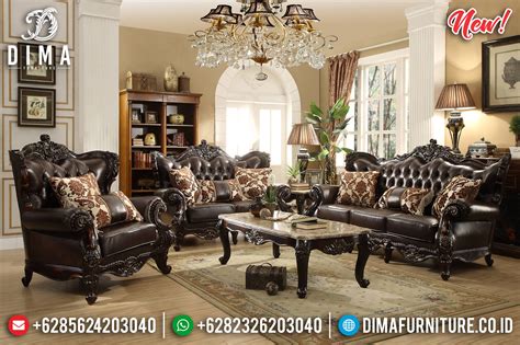 New Kursi Sofa Tamu Jepara Jati Ukiran Mewah Klasik Natural DF 1254