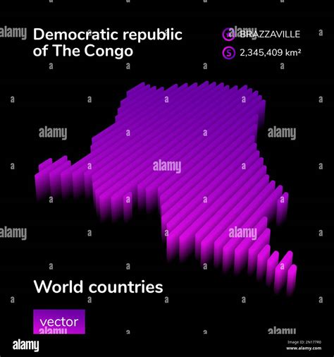 Vector 3d Map Of Democratic Republic Of The Congo In Violet Colors On