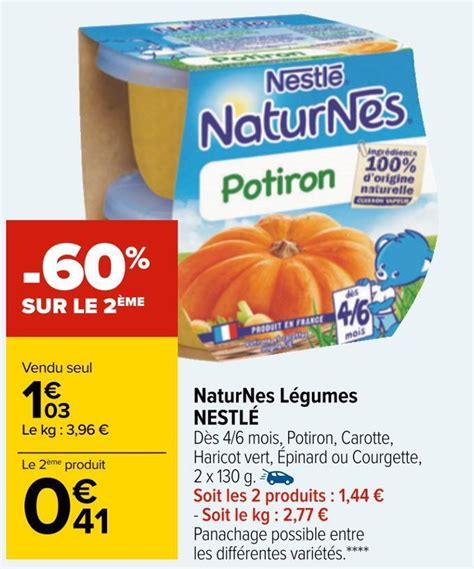 Promo Nestlé naturnes légumes chez Carrefour